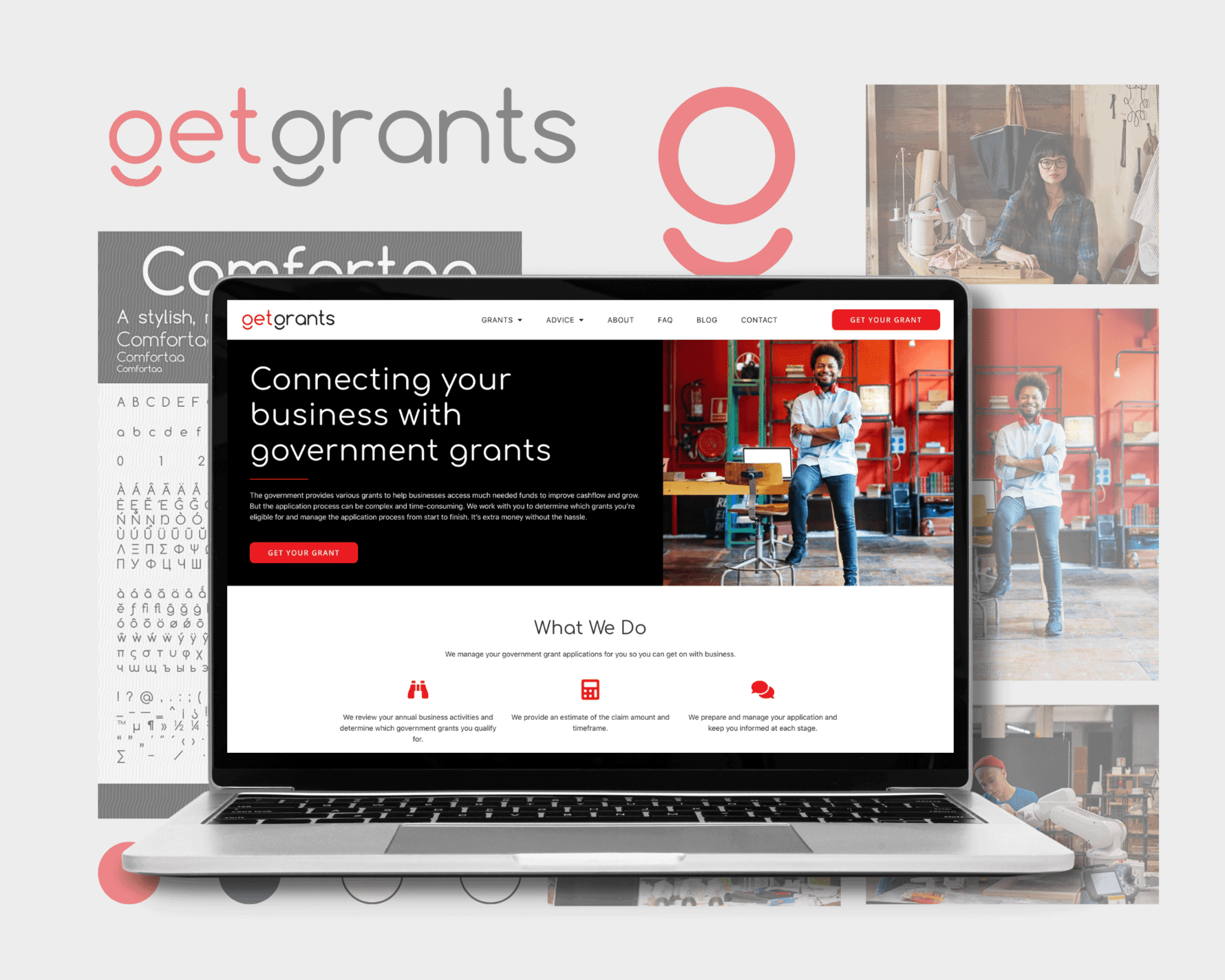 Get Grants branding and website example