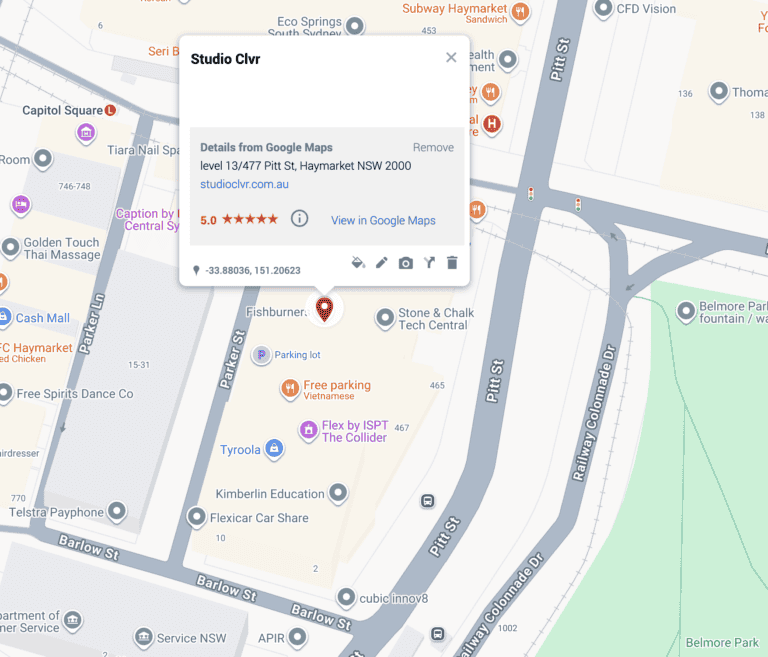 Subway Haymarket location near Capitol Square, convenient parking available.